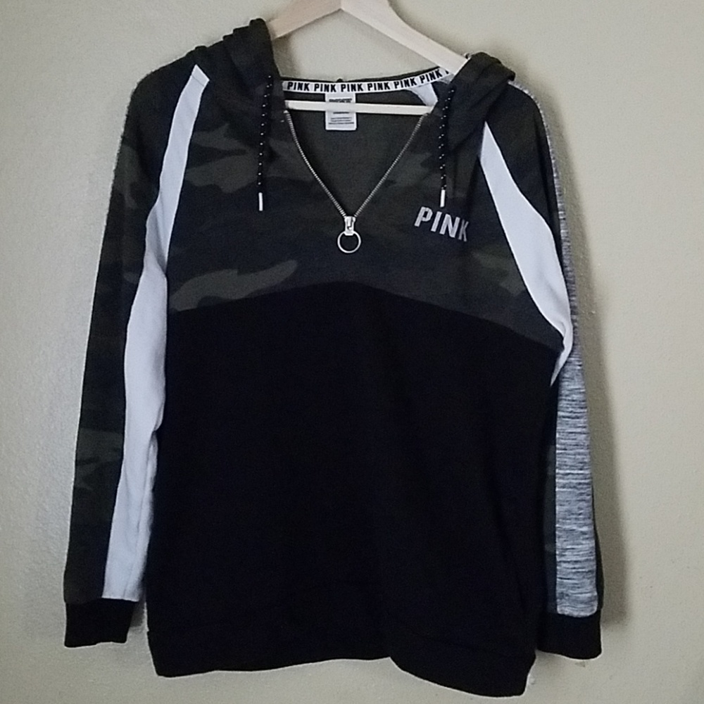 Camo half zip hoodie by pink